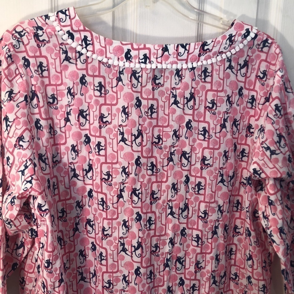 TALBOTS PINK MONKEYS top  Cotton 2X Pit to Pit 27"  PREWORN EXCELLENT CONDITION - Picture 6 of 12